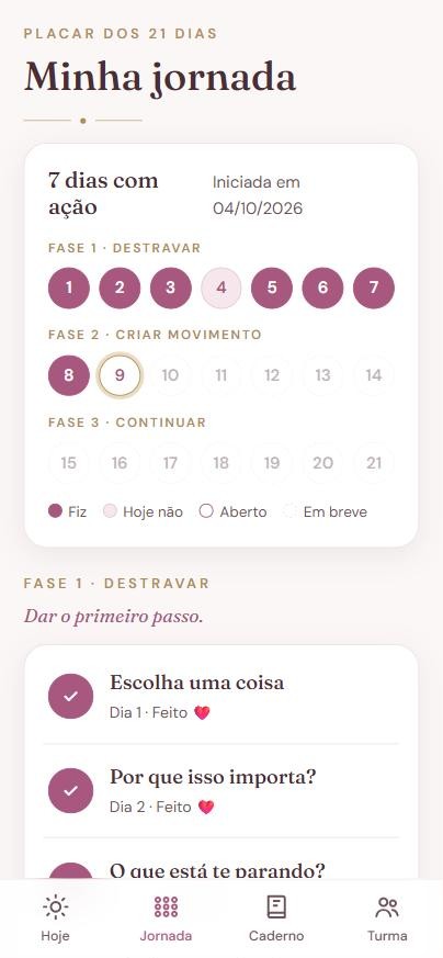 Tela do placar dos 21 dias